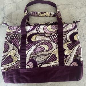 Thirty-One Retro Metro Weekender Bag Purple Paisley Travel Gym Beach Duffle NWOT